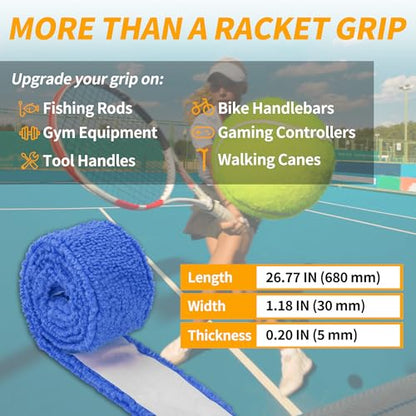 2 Pcs Tennis Racket Grip Tape, Towel Tennis Overgrip Tape, Anti-Slip Absorbent Grip, Racket Overgrip Tape,9 Colors - color: Blue
