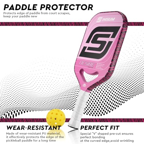 INSUM Pickleball Paddle Edge Guard Tapes Protection Tapes, Pre-Cut V, 20/23/26mm Width Protective Tapes for All Thickness Edges - color: Line-Pink, size: Width 26mm