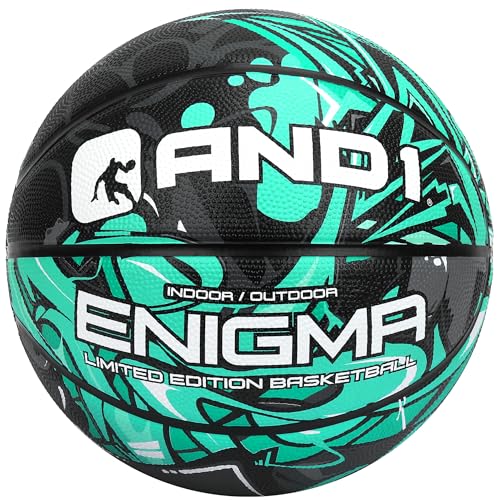 AND1 Enigma Basketball - Streetball for Indoor and Outdoor Use, Deep Channel Construction and Durability - color: Mint/Grey, size: 28.5 No Pump
