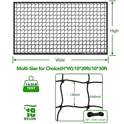 Baseball Softball Backstop Nets, Heavy Duty Sports Netting Barrier #18 Baseball Netting 10'x10'/10'x20'/15'x15'… - size: 10*10ft