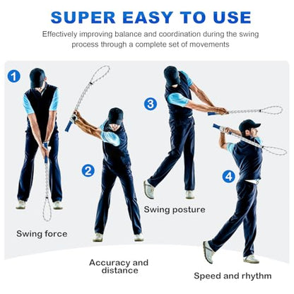 THE GOLFER STORE Golf Rope Swing Trainer Golf Swing Training Aid - Portable Golf Rope for Improving Swing Speed, Tempo and Power for All Levels of Warm-Up Practice Equipment