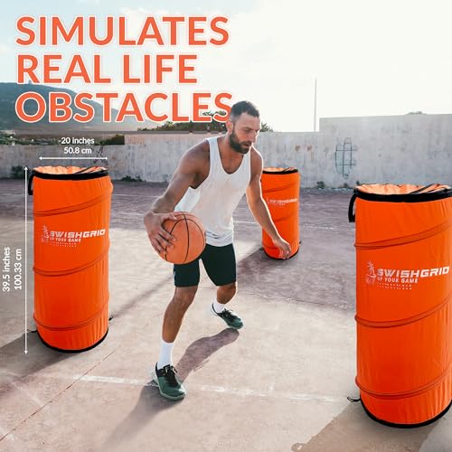 Portable Pop-Up Defender Dummy Trainer - Basketball Dribble Training - Football Tackling, Soccer Dribbling Dummies - Equipment to Improve Skills w/Built-in Storage - size: ‎2 - Pack
