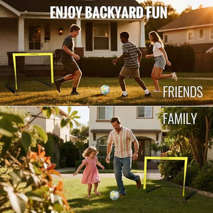 VavaCava 4'x3' Kids Soccer Goal Set, 2 Portable Pop Up Soccer Goals for Backyard, 2 Size 3 Balls, 10 Cones, Pump, Carry Bag, Little Monster Keychain & SGS Certificate, Toddler Soccer Net