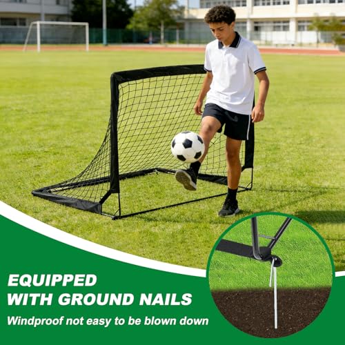 1 Pack 4’ x 3’ Portable Soccer Goals for Backyard, Indoor & Outdoor Pop Up Soccer Goals, Black