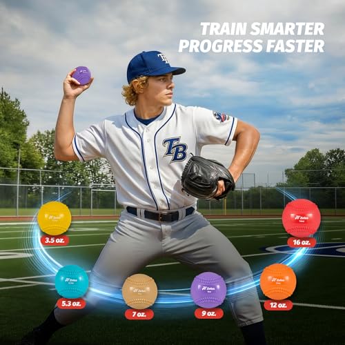 ZELUS Weighted Baseball Set with Seams for Hitting Pitching, Plyometric Baseballs with Carry Bag, Variable Weighted Balls for All Skill Levels - color: Foundation Training(6 Pack)