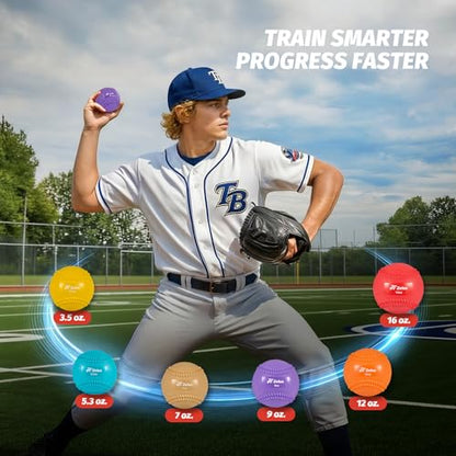 ZELUS Weighted Baseball Set with Seams for Hitting Pitching, Plyometric Baseballs with Carry Bag, Variable Weighted Balls for All Skill Levels - color: Foundation Training(6 Pack)