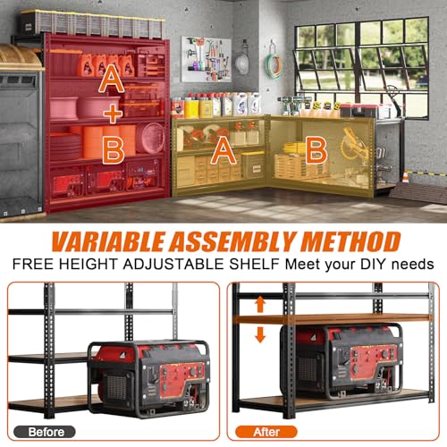48" W Garage Storage Shelving 3050LBS Storage Shelves 5 Tier Adjustable Metal Storage Shelves Utility Shelf for Garage, Kitchen, Pantry, Basement 71" H x 48" W x 24" D - size: 71"H x 48"W x 24"D