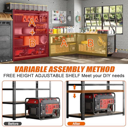 48" W Garage Storage Shelving 3050LBS Storage Shelves 5 Tier Adjustable Metal Storage Shelves Utility Shelf for Garage, Kitchen, Pantry, Basement 71" H x 48" W x 24" D - size: 71"H x 48"W x 24"D