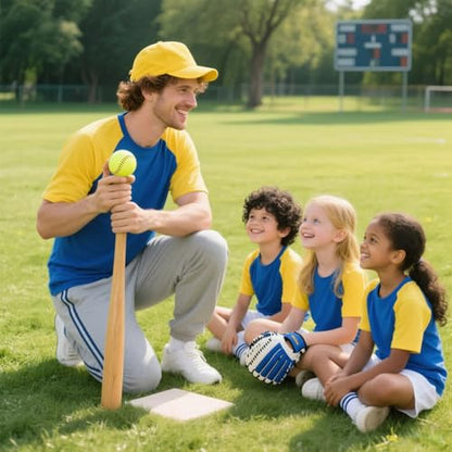 Sports Practice Fastpitch Softballs, Yellow Softballs Training Ball Unmarked & Leather Covered for Games, Practice and Training