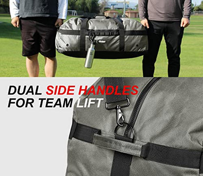 Fitdom 132L 36" Heavy Duty Extra Large Sports Gym Equipment Travel Duffel Bag W/Adjustable Shoulder & Compression Straps. Perfect for Soccer Baseball Basketball Hockey Football Team Coaches & More - color: Grey