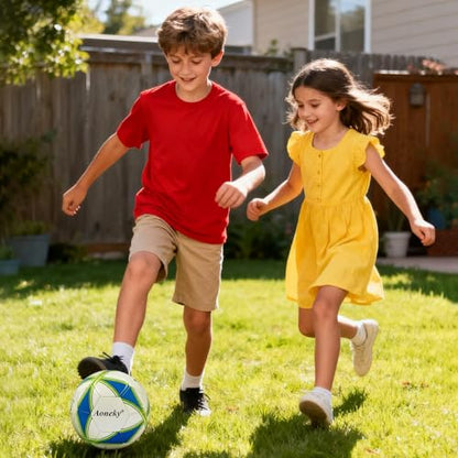 Aoneky Soccer Ball with Pump - color: 1 Pack with 1 Pump - White/Blue/Green, size: 3