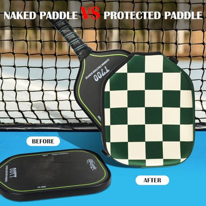 Pickleball Paddle Cover, Neoprene Racket Sleeve with Zipper, 11.8" * 9.05" Soft & Durable Pickleball Paddle Protection Cover 1Pc & 2 Pcs - color: Green 1 Pc