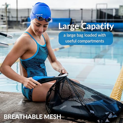 Sporti Swimming Equipment Bags, Mesh Drawstring Backpack,Swim Bag for Swimmers,Mesh Backpack for Beach - color: Navy, style: 1. Mesh Bag