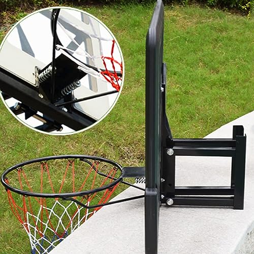 LOYALHEARTDY Shatter Proof Backboard Rim ComboW，44 X 30 Inch All Mounted Basketball Backboard & Rim Combo, Wall Mounted Adjustable-Height and Fixed Basketball Hoop