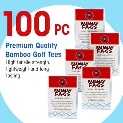 Bamboo Golf Tee Caddy - Funny Cigarette-Style Box, Durable 2 3/4" Biodegradable Wooden Golf Tees, Novelty Golf Gift for Men & Women, Wood Golf Tees 2 3/4 Inch - size: 5 Pack