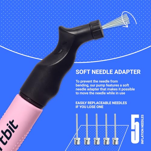 SPORTBIT Ball Pump for Sports Balls - Push & Pull Inflating System - Hand Pump for Exercise Balls - Volleyball Pump, Basketball Inflator, Ball Air Pump - Goes with 5 Needles Set