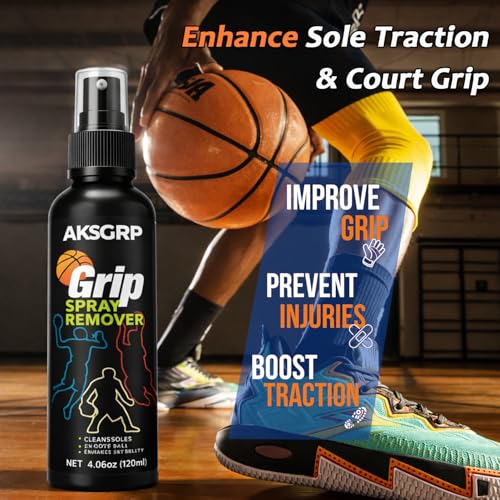 Grip Spray for Basketball Shoes- Anti Slip Sneaker Traction Spray for Rubber Soles, Court Grip Enhancer- Improve Sole Traction & Gym Floor Grip - Grip Spray Basketball Accessory - 4 Floz