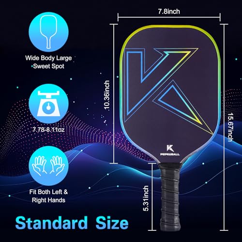 Premium Pickleball Paddles Set Fiberglass Carbon Fiber Pickleball Paddle Lightweight for Outdoor Indoor Use with Rackets for Men Women and All Ages