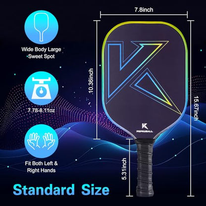 Premium Pickleball Paddles Set Fiberglass Carbon Fiber Pickleball Paddle Lightweight for Outdoor Indoor Use with Rackets for Men Women and All Ages