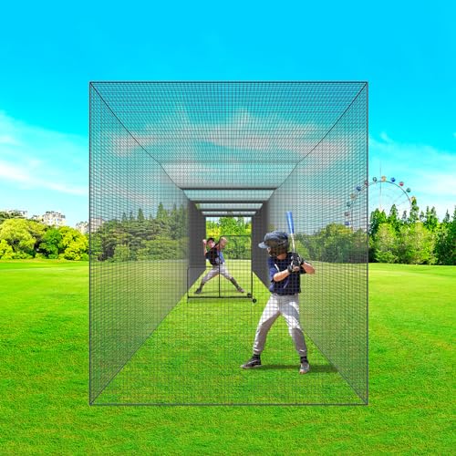 VEVOR Baseball Batting Cage,Professional Softball Baseball Batting Hitting Training Net,Heavy Duty Enclosed PE Practice Portable Pitching Cage Net with Door&Carry Bag,for Backyard,Field,Indoor&Outdoor