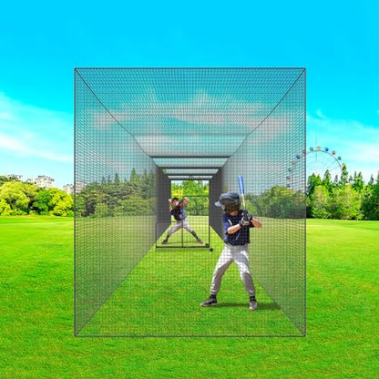 VEVOR Baseball Batting Cage,Professional Softball Baseball Batting Hitting Training Net,Heavy Duty Enclosed PE Practice Portable Pitching Cage Net with Door&Carry Bag,for Backyard,Field,Indoor&Outdoor