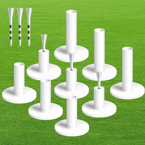 FINGER TEN Golf Rubber Tees Driving Range 3 Inch 1.5'' 2.25'' 2.75'' 3.13'' Tee Holder for Mat 1.5'' 2'' with Plastic Tees Indoor Outdoor Use - style: White-15 Pcs