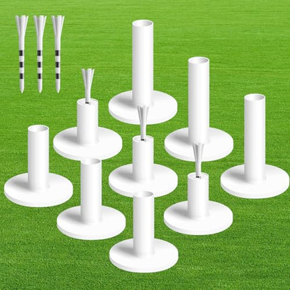 FINGER TEN Golf Rubber Tees Driving Range 3 Inch 1.5'' 2.25'' 2.75'' 3.13'' Tee Holder for Mat 1.5'' 2'' with Plastic Tees Indoor Outdoor Use - style: White-15 Pcs