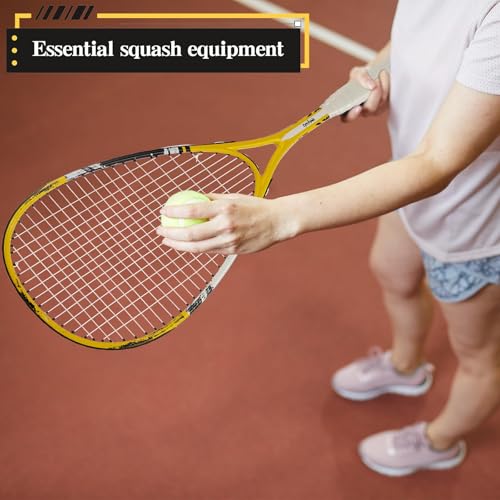 2 Pack Beginner Squash Racquet Set Includes Racquets with Racket Bags Anti Fog Goggles Cases Blue Dot Ball Indoor Gym Sports for Beginners Novice Training Recreational Play - color: Yellow