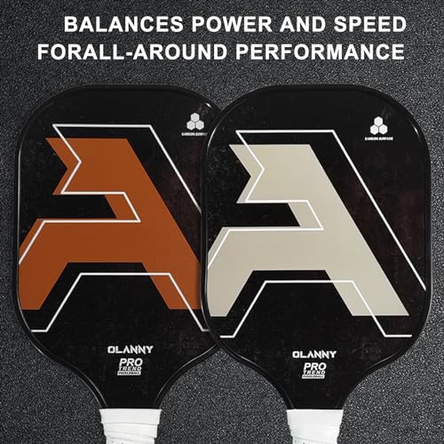 OLANNY Graphite Pickleball Paddles Set- Premium Rackets Fiber Face & Polymer Honeycomb Core Pickleball Set Includes Pickleball Paddles + Pickleball Balls+ Replacement Soft Grip + 1 Bag - color: Letter A