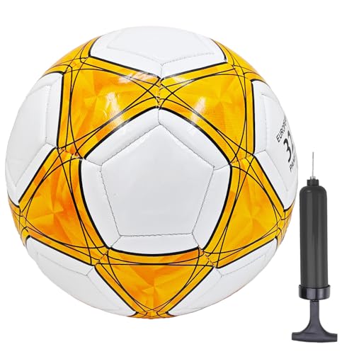 Soccer Ball Size 3,4,5 Soft PU for Practice Training Gift Boys Girls Kid Come with Pump and Needle - color: Orange, style: Size 5