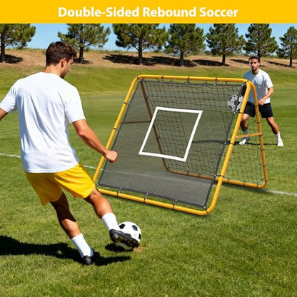GarveeLifeAdjustable Soccer Rebounder Net, Heavy Duty Soccer Rebound Net with Iron Frame, Rust Resistant, Football Training Equipment for Backyard/Field, Easy Assembly