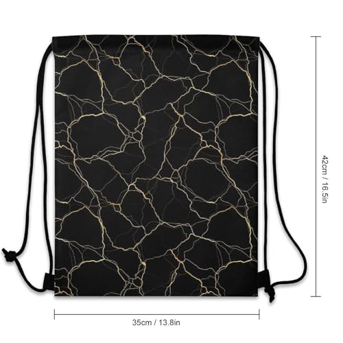 Sports Drawstring Sackpack Lightweight Backpack Waterproof for Training Gym Yoga Beach Men Women String Bag, Gold Black Marble Bags - color: Picture (356)