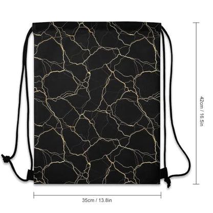 Sports Drawstring Sackpack Lightweight Backpack Waterproof for Training Gym Yoga Beach Men Women String Bag, Gold Black Marble Bags - color: Picture (356)
