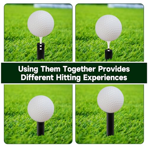 VIVIDLY Rubber Golf tees for mats - Available in 6 Different Sizes with 8 Premium Black and White Circular pegs, Suitable for Driving ranges and Indoor Practice.