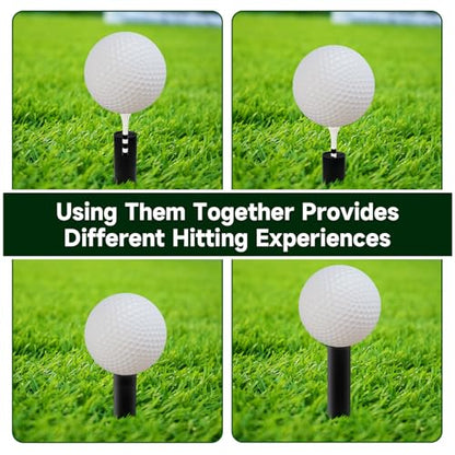 VIVIDLY Rubber Golf tees for mats - Available in 6 Different Sizes with 8 Premium Black and White Circular pegs, Suitable for Driving ranges and Indoor Practice.