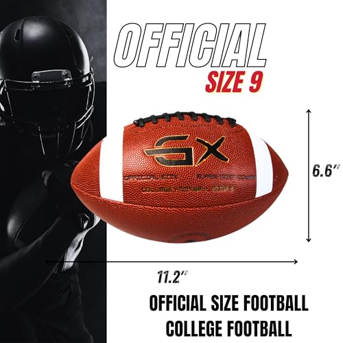 Official Size 9 Football, 2000 Series Collection, Premium Leather Construction, American Football with Ball Pump, College Regulation Size
