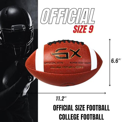 Official Size 9 Football, 2000 Series Collection, Premium Leather Construction, American Football with Ball Pump, College Regulation Size
