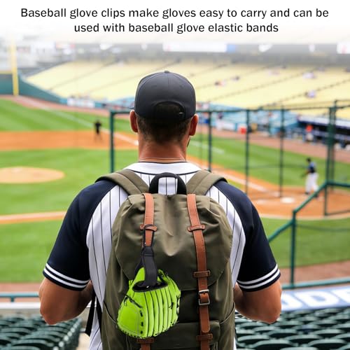 10pcs Baseball Glove Rubber Bands & 2pcs Adjustable Glove Clip, Elastic Wrap Band to Keep The Shape of Gloves Softball Baseball Strap Accessories for All Gloves