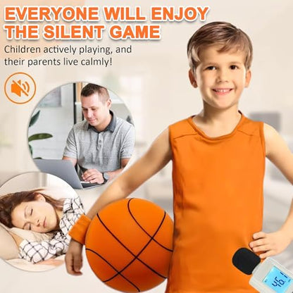 Indoor Silent Basketball Size 7 (29.5") Weight 600g, Grooved Airless Basketballs for Apartments Quiet Dribbling Training, Soundless PU Foam Basket Ball for All Ages, Non-Deforming Packaging