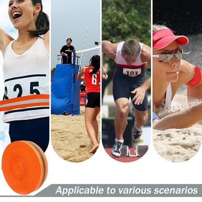 Beach Volleyball Lines 2'' x 328' Nylon Beach Vibrant Orange Volleyball Boundary Lines Tear-Resistant Reflective Caution for Running Track Lanes, Finish Line Markers Sand