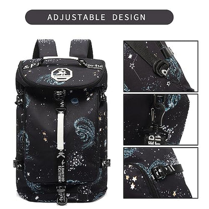 gym duffel bag backpack wrestling bag with shoe compartment 4 kinds of back method waterproof sports walking laptop - color: A-starry Sky