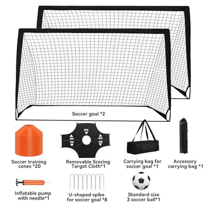 Portable Pop Up Soccer Goal - 6x4ft Backyard Training Equipment with Soccer Ball, Scoring Target Cloth, and Conesl,Fencing Training Equipment，Baseball & Softball Protective Screens