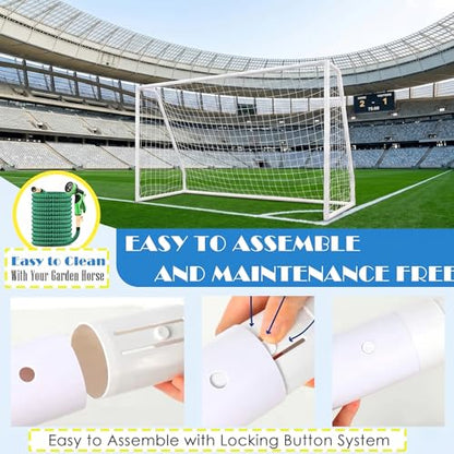 EGREE Portable Soccer Goal for Backyard - 12x6FT/8x6FT/6x4FT Heavy Duty Football Net Goals for Adults & Youth Training, Outdoor PVC Soccer Goal Post with Weatherproof UPVC Frame & Ground Stakes, White - size: 6FT*4FT