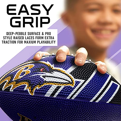 Franklin Sports NFL Team Footballs - Rubber Youth Mini Balls for All Teams - Kids 8.5" Football + Air Pump Sets - Official NFL Licensed - style: Baltimore Ravens