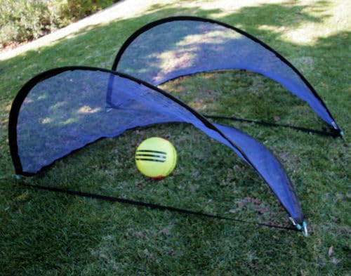 BlueDot Trading Set of Two (2) Portable Pop-Up Foldable Soccer Indoor or Outdoor Goals Child Soccer Nets, 5 Foot / 1.6 Meters, Black Trim with Carrying Bag