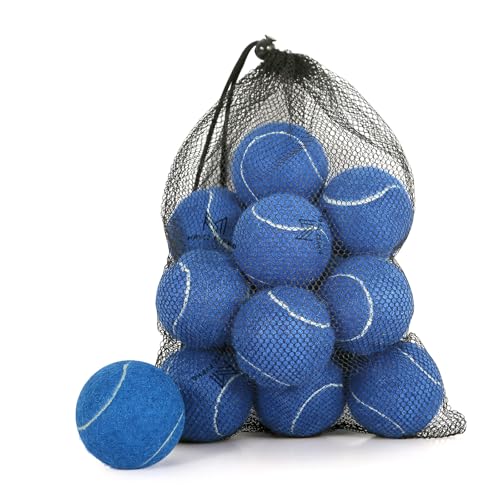 12/18 Pack Tennis Balls for Training, Pet Dog Playing, and Practice with Mesh Bag for Transport and Beginner Training - color: Blue-18Pack