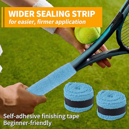 2 Pcs Tennis Racket Grip Tape, Towel Tennis Overgrip Tape, Anti-Slip Absorbent Grip, Racket Overgrip Tape,9 Colors - color: Sky Blue