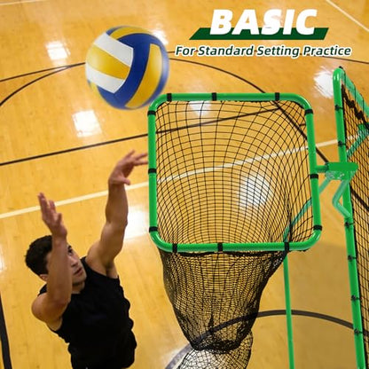 Volleyball Rebounder Net 7x4 FT, Adjustable Volleyball Training Equipment for Backyard Outdoor Solo Practice, Heavy-Duty 45-Layer Net with Ground Stakes & Target Belt