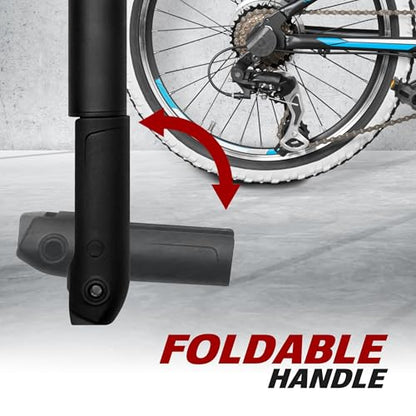 BV Mini Bike Pump Portable Frame Pump, Shock Pump for Bike Shock, Air Ball Pump Inflator with Ball Pump Needles, Mini Pump Fits Presta & Schrader- Smart Valve - style: Mini Pump with Gauge