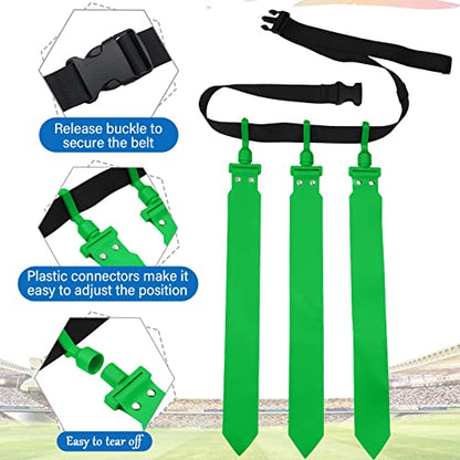 Junkin 6/8/10 Players Flag Football Sets Adjustable Football Belts and Flags for Youths Teens Kids Adults Players Sports Team - color: Green